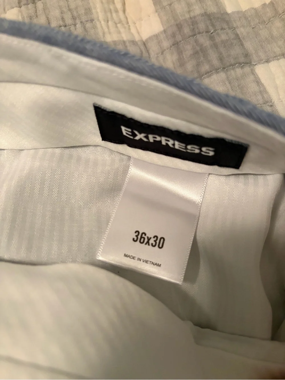 Express Light Blue Linen Blend Trousers